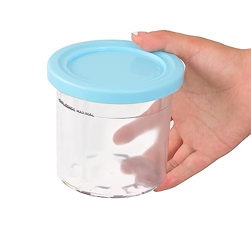 4 Pack Ice Cream Maker Pint Containers with Lid For Ninja - Compatible with NC299AMZ & NC300s Series XSKPLID2CD NC300 NC301 Ninja Creami Replacement Parts, BPA-Free Airtight Dishwasher Safe