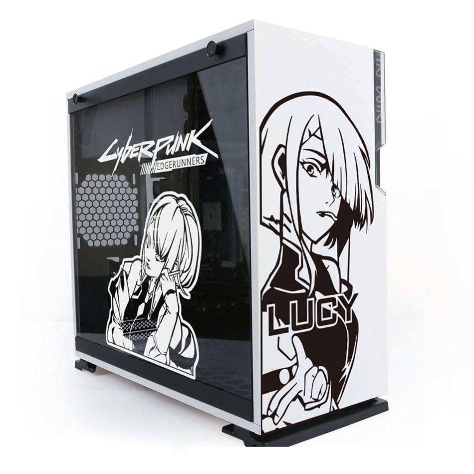 Cyberpunk: Edgerunners Sticker for PC Case,Anime Decor Decals for ATX Computer Chassis Skin,Waterproof Easy Removable (Black and White)