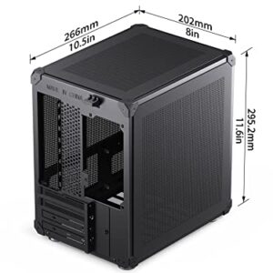 JONSBO C6 Black Mini MATX Mesh Case,Simple Compact Desktop Micro ATX Chassis,Upper Cover/Side Panel Tool-Free Open pc case, ATX Power Bite (L185mm Max.),Support 75mm CPU Cooler,GPU200-255m