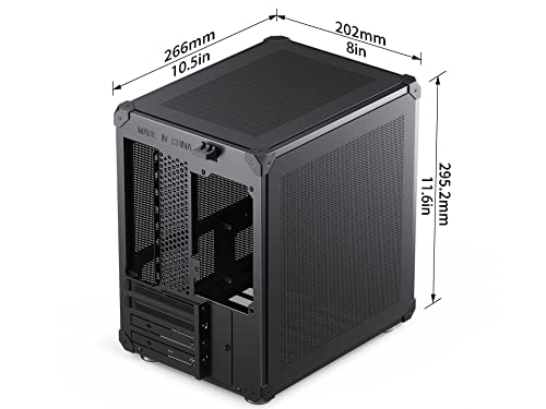 JONSBO C6 Black Mini MATX Mesh Case,Simple Compact Desktop Micro ATX Chassis,Upper Cover/Side Panel Tool-Free Open pc case, ATX Power Bite (L185mm Max.),Support 75mm CPU Cooler,GPU200-255m