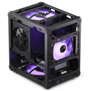 JONSBO C6 Black Mini MATX Mesh Case,Simple Compact Desktop Micro ATX Chassis,Upper Cover/Side Panel Tool-Free Open pc case, ATX Power Bite (L185mm Max.),Support 75mm CPU Cooler,GPU200-255m