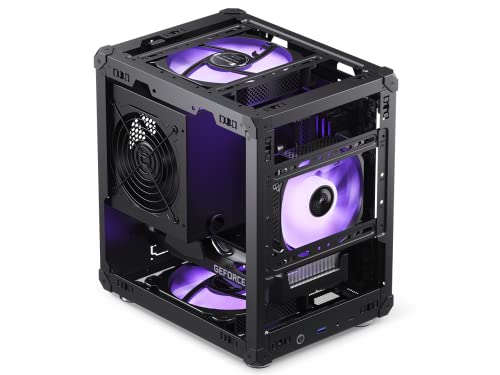 JONSBO C6 Black Mini MATX Mesh Case,Simple Compact Desktop Micro ATX Chassis,Upper Cover/Side Panel Tool-Free Open pc case, ATX Power Bite (L185mm Max.),Support 75mm CPU Cooler,GPU200-255m