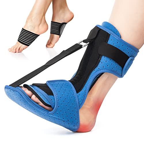 Sgrived Plantar Fasciitis Night Splint: Upgraded Plantar Fasciitis Brace with Arch Support - Dorsal Night Splint for Plantar Fasciitis Women Men - Dual Effective Plantar Fasciitis Relief Achilles Tendonitis Foot Drop Heel Pain Black-Blue