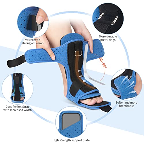 Sgrived Plantar Fasciitis Night Splint: Upgraded Plantar Fasciitis Brace with Arch Support - Dorsal Night Splint for Plantar Fasciitis Women Men - Dual Effective Plantar Fasciitis Relief Achilles Tendonitis Foot Drop Heel Pain Black-Blue