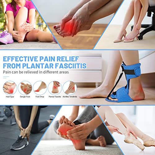 Sgrived Plantar Fasciitis Night Splint: Upgraded Plantar Fasciitis Brace with Arch Support - Dorsal Night Splint for Plantar Fasciitis Women Men - Dual Effective Plantar Fasciitis Relief Achilles Tendonitis Foot Drop Heel Pain Black-Blue