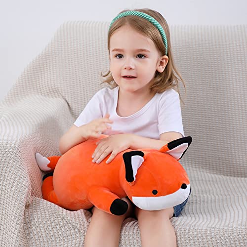 WeBingo Weighted Stuffed Animals, 24" Weighted Fox Plush Toy 4.2 Lb Soft Pillow Cute Giant Plushie Gifts for Kids & Adults(Fox)