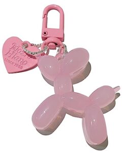 laekou jelly balloon dog design keychain for women, cute light pink girls key chain, key chains accessories for car keys