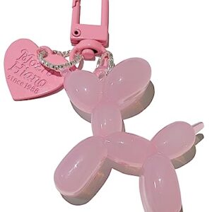 LAEKOU Jelly Balloon Dog Design Keychain for Women, Cute Light Pink Girls Key Chain, Key Chains Accessories for Car Keys