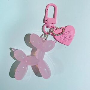 LAEKOU Jelly Balloon Dog Design Keychain for Women, Cute Light Pink Girls Key Chain, Key Chains Accessories for Car Keys