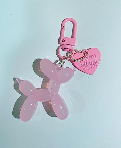 LAEKOU Jelly Balloon Dog Design Keychain for Women, Cute Light Pink Girls Key Chain, Key Chains Accessories for Car Keys