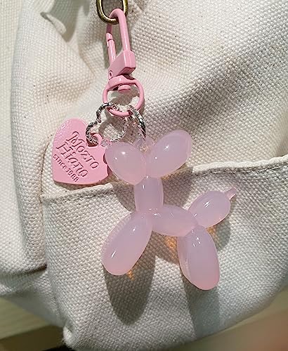 LAEKOU Jelly Balloon Dog Design Keychain for Women, Cute Light Pink Girls Key Chain, Key Chains Accessories for Car Keys