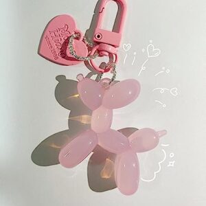 LAEKOU Jelly Balloon Dog Design Keychain for Women, Cute Light Pink Girls Key Chain, Key Chains Accessories for Car Keys