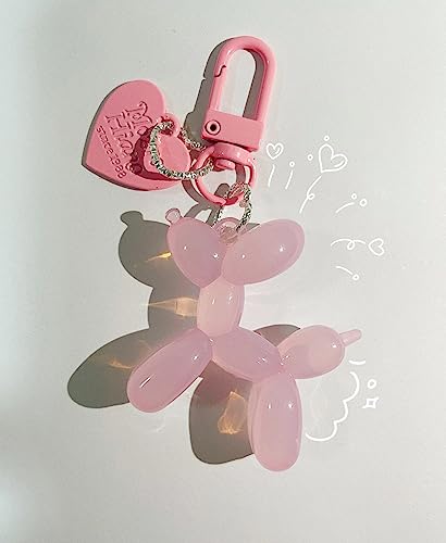 LAEKOU Jelly Balloon Dog Design Keychain for Women, Cute Light Pink Girls Key Chain, Key Chains Accessories for Car Keys