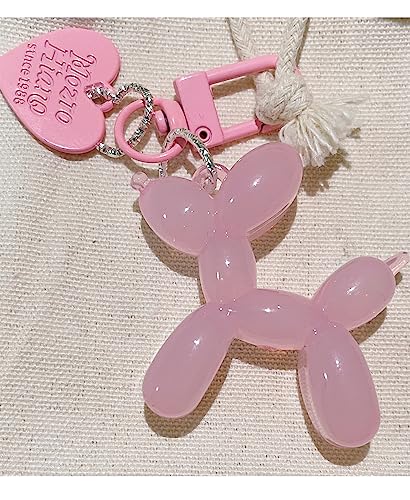 LAEKOU Jelly Balloon Dog Design Keychain for Women, Cute Light Pink Girls Key Chain, Key Chains Accessories for Car Keys