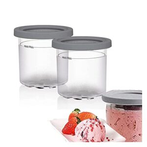 ghqyp creami pint containers, for ninja creami deluxe pints, creami pints reusable,leaf-proof compatible with nc299amz,nc300s series ice cream makers,gray-2pcs
