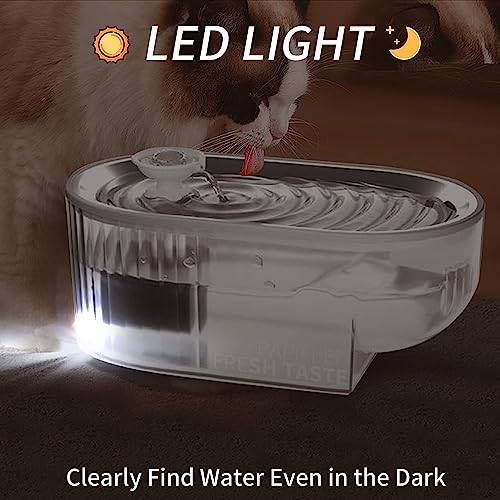 PAPIFEED Cat Water Fountain with 304 Stainless Steel, 84oz/2.5L Large Dog Water Dispenser with LED Light & Emergency Water Storage, Ultra Quiet Water Bowl for Cats, Dogs, Multiple Pets (3 Filters)