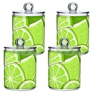 SUABO Plastic Jars with Lids,Green Lemon Storage Containers Wide Mouth Airtight Canister Jar for Kitchen Bathroom Farmhouse Makeup Countertop Household,Set 2