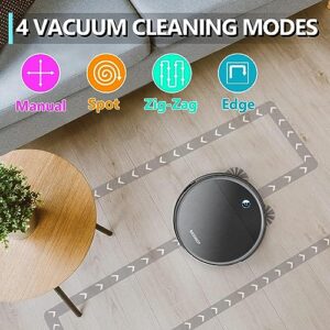 EICOBOT Robot Vacuum Cleaner, 2300Pa Strong Suction Power, Tangle-Free, Slim, Quiet, 120 Mins Runtime, Auto Self-Charging Robotic Vacuum Cleaner Ideal for Low Carpet, Pet Hair, Hard Floors, Black