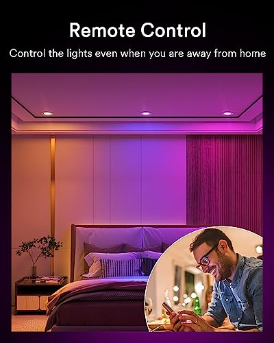 Lumary 3 Inch Smart Recessed Lighting WiFi Bluetooth Smart LED Recessed Lights 7W 350LM LED Wafer Downlight with Junction Box Work with Alexa/Google Assistant(1 Pack)