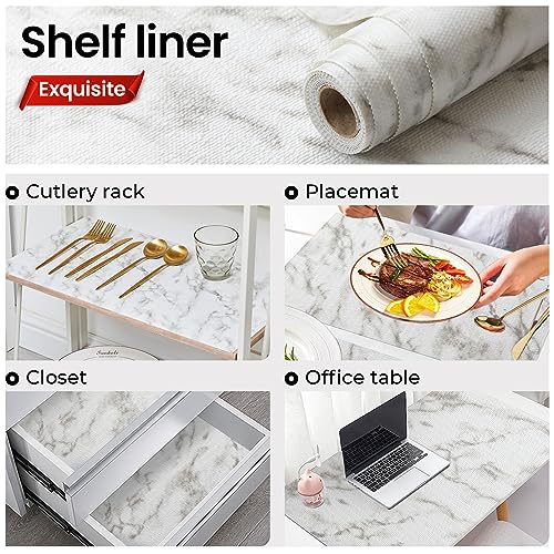 Drawer Liner Shelf Liners for Kitchen Cabinets: Non-Slip Cabinet Liner Non Adhesive Liner for Drawers and Cabinets for Kitchen Cupboard, Dresser Drawer, and Storage Organizer, White, 12 in X 10 FT