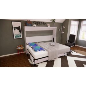 RoomAndLoft Brentwood Lateral Queen Solid Wood Murphy Deskbed in White
