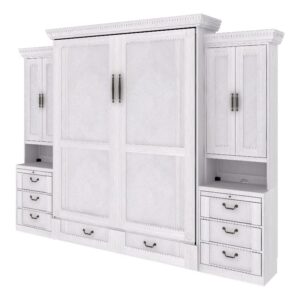 roomandloft imperial queen solid wood murphy bed & 2 piers in white