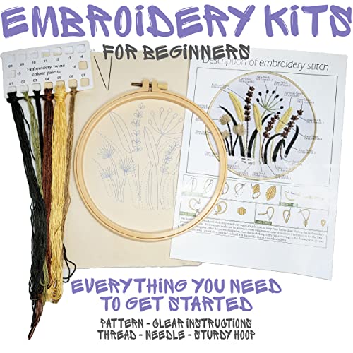 Expression Tees Embroidery Kit for Beginners & Adults - Easy Hand Embroidery Set with Cross Stitch Kits, Beginner Friendly DIY Craft, All-Inclusive Starter Kit Floral Bouquet Designs (#5 Floral)