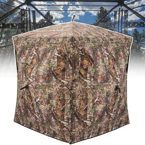 XProudeer Hunting Blind,See Through Ground Blinds with 270 Degree,2-3 Person Pop Up Portable Hunting Blinds,Camouflage Hunting Tent for Deer & Turkey Hunting