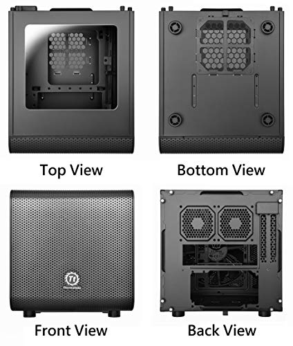 Gigabyte A520I AC & Thermaltake Core V1 SPCC Mini ITX Cube Gaming Computer Case Chassis, Interchangeable Side Panels, Black Edition, CA-1B8-00S1WN-00