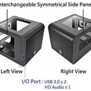 Gigabyte A520I AC & Thermaltake Core V1 SPCC Mini ITX Cube Gaming Computer Case Chassis, Interchangeable Side Panels, Black Edition, CA-1B8-00S1WN-00