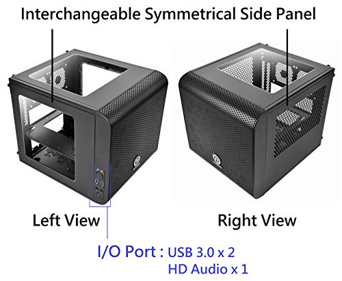 Gigabyte A520I AC & Thermaltake Core V1 SPCC Mini ITX Cube Gaming Computer Case Chassis, Interchangeable Side Panels, Black Edition, CA-1B8-00S1WN-00