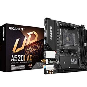 Gigabyte A520I AC & Thermaltake Core V1 SPCC Mini ITX Cube Gaming Computer Case Chassis, Interchangeable Side Panels, Black Edition, CA-1B8-00S1WN-00