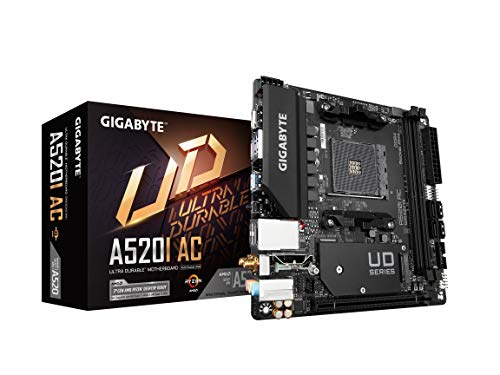 Gigabyte A520I AC & Thermaltake Core V1 SPCC Mini ITX Cube Gaming Computer Case Chassis, Interchangeable Side Panels, Black Edition, CA-1B8-00S1WN-00