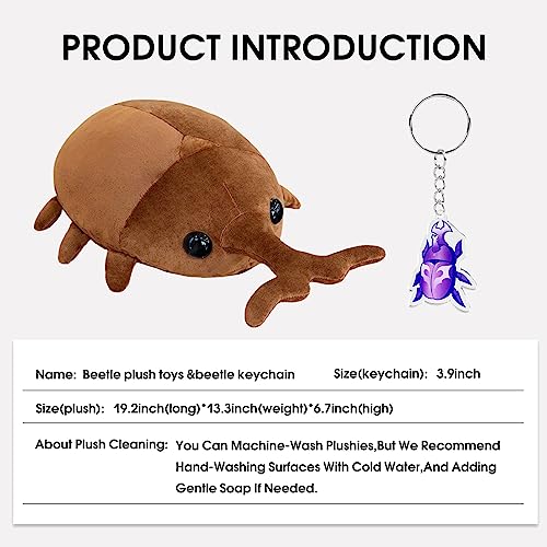 19.2 Inch Weighted Insect Beetle Plush Adorable Realistic Bug Beetle Stuffed Animal for Kids to Hug, Play, and Companionship (Bonus Beetle Keychain)