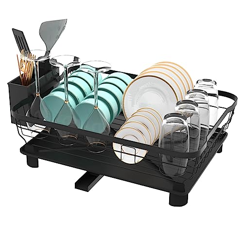 IMURZ Dish Racks for Kitchen Counter, Stainless Steel Drying Rack for Kitchen Sink with Detachable Drainage Board, Suitable for Various Tableware Storage and Dish Drainers for Kitchen Counter