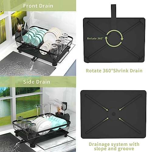 IMURZ Dish Racks for Kitchen Counter, Stainless Steel Drying Rack for Kitchen Sink with Detachable Drainage Board, Suitable for Various Tableware Storage and Dish Drainers for Kitchen Counter