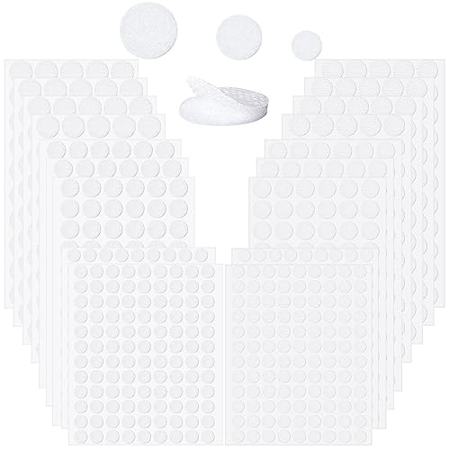 Tatuo 1264 Pcs Self Adhesive Dots 0.79'' 0.59'' 0.39'' Diameter Office Dots White Nylon Waterproof Sticky Glue Coins for Home Classroom School
