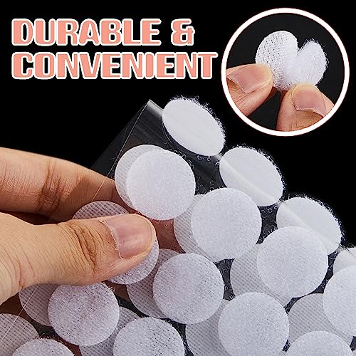 Tatuo 1264 Pcs Self Adhesive Dots 0.79'' 0.59'' 0.39'' Diameter Office Dots White Nylon Waterproof Sticky Glue Coins for Home Classroom School