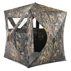 safstar 3-person hunting ground blind, pop-up ground deer blind with carrying bag & carrying bag, 360 degree mesh windows & 270° perspective camouflage hunting blind tent for deer turkey hunting
