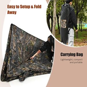 Safstar 3-Person Hunting Ground Blind, Pop-up Ground Deer Blind with Carrying Bag & Carrying Bag, 360 Degree Mesh Windows & 270° Perspective Camouflage Hunting Blind Tent for Deer Turkey Hunting