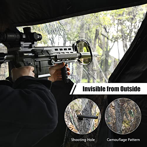 Safstar 3-Person Hunting Ground Blind, Pop-up Ground Deer Blind with Carrying Bag & Carrying Bag, 360 Degree Mesh Windows & 270° Perspective Camouflage Hunting Blind Tent for Deer Turkey Hunting