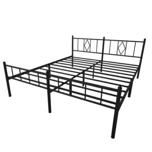 emiosmt 14in metal bed frame king size with headboard and footboard, heavy duty mattress foundation with steel slats support, no box spring needed, non-slip, noise free, easy assembly, black