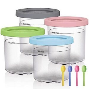 chookachoo containers replacement for ninja creami pints and lids, compatible with nc301 nc300 nc299 series ice cream maker, leak-proof lids, bpa free, dishwasher safe