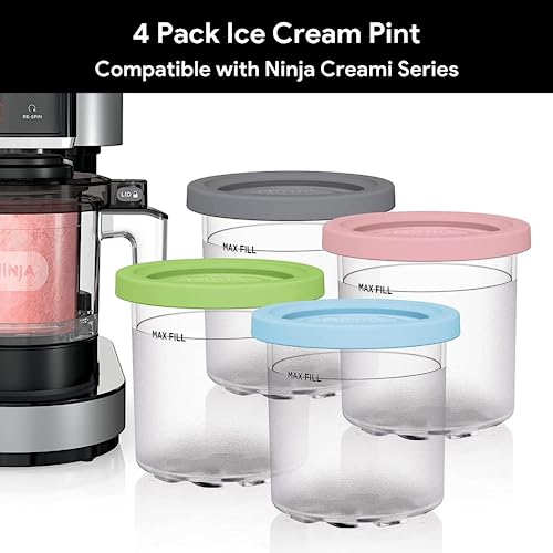 ChooKaChoo Containers Replacement for Ninja Creami Pints and Lids, Compatible with NC301 NC300 NC299 Series Ice Cream Maker, Leak-proof Lids, BPA Free, Dishwasher Safe