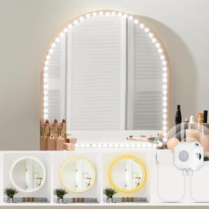 led vanity lights for mirror 13ft, 3 color vanity mirror lights adjustable brightness motion sensor bright makeup mirror lights stick on for vanity desk dressing room mirror,mirror not included