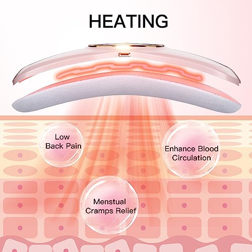 Portable Heating Pad for Cramps, Cordless Menstrual Heating Pad, Period Pain Relief Heating Pad with 3-Speed Heat Adjustment and 3 Massage Modes for Belly Back Pain Relief for Girls Women Wife (Pink)