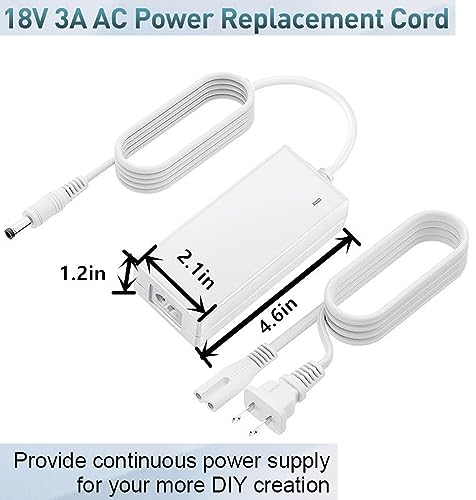 18V Power Cord Compatible with Cricut Maker and Cricut Explore Air 2 Cutting Machine Mini Cake Explore One Create Cricut Maker Replacement for 18V 3a DC cricut Explore air 2 Accessories