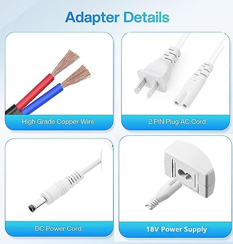 18V Power Cord Compatible with Cricut Maker and Cricut Explore Air 2 Cutting Machine Mini Cake Explore One Create Cricut Maker Replacement for 18V 3a DC cricut Explore air 2 Accessories