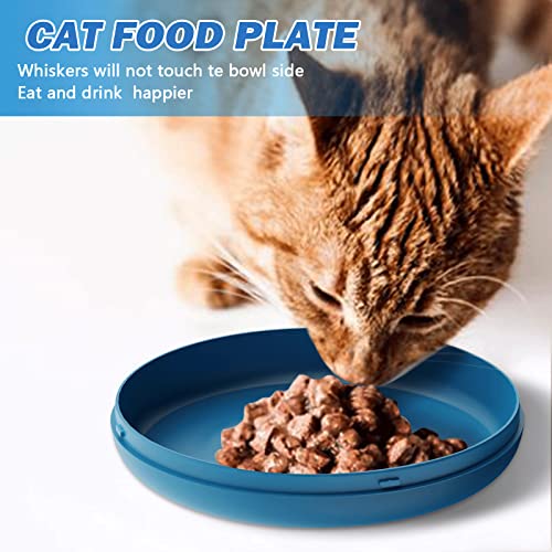 12oz 2 in 1 Cat Water Bowl Dog Water Bowl - Cat Food Bowl & Whisker Fatigue Cat Bowl Plate for Indoor Outdoor, Detachable Wobble Dog Interactive Cat Bowls, Pet Travel Bowls Blue