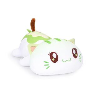aixini cute avocado cat plush pillow 13.7" kitten stuffed animal, soft kawaii cat plushie gift for kids